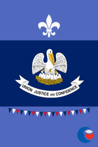 grafika. Lilia francuska, flaga luizjany, logo CPF