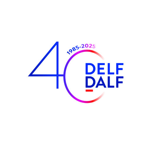 Grafika 40 lat egzaminu DELF. Liczba 40. W zero wpisane DELF DALF