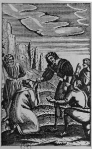 rycina. król dotykający chorego człowieka