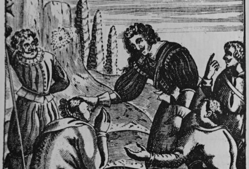 rycina. król dotykający chorego człowieka