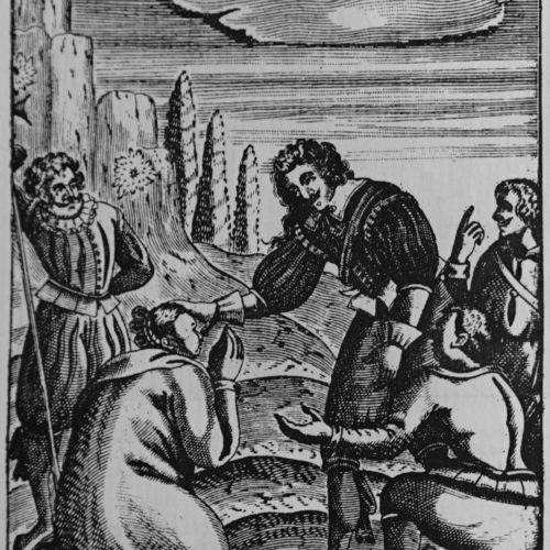 rycina. król dotykający chorego człowieka